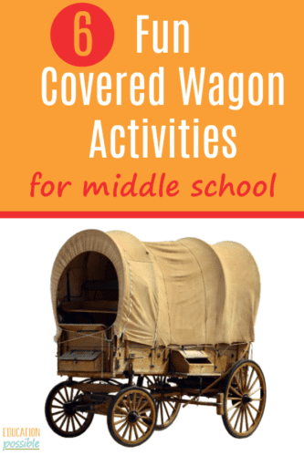 One of the best ways to get older kids interested in American history is to make it interactive. If you're studying the pioneers, take some time to study their journey west through their mode of transportation. Here are some fun covered wagon activities you can use as part of your American frontier middle school lesson plans. Building the life sized wagon was awesome! #pioneerhistory #middleschool #educationpossible #homeschoolhistory #handsonhistory #homeschooling #tweens #teens