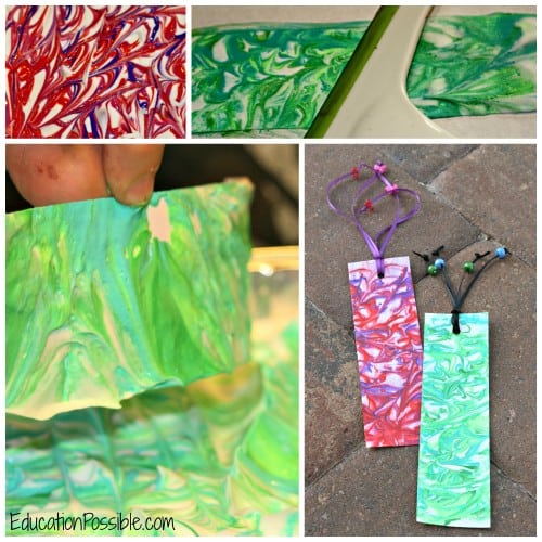 DIY gifts for middle school girls marbled bookmarks