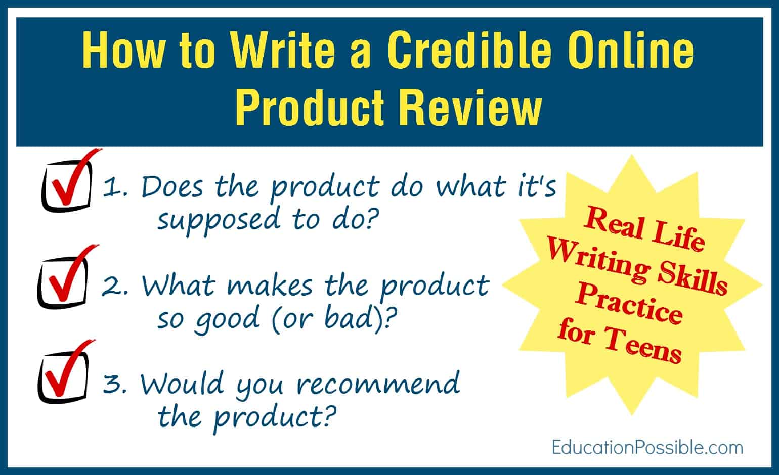 List of items you need to write a credible product review.