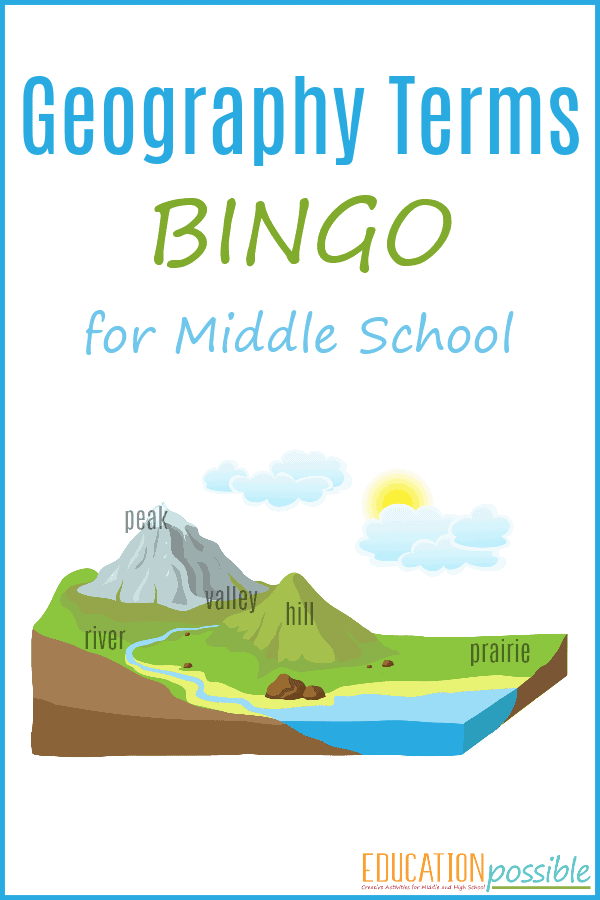 Geography Terms Bingo for Middle School