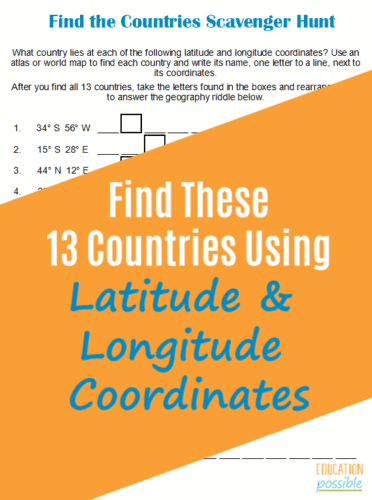Latitude and longitude are an important part of middle school geography and with this scavenger hunt, your older kids will have no trouble mastering it. 
