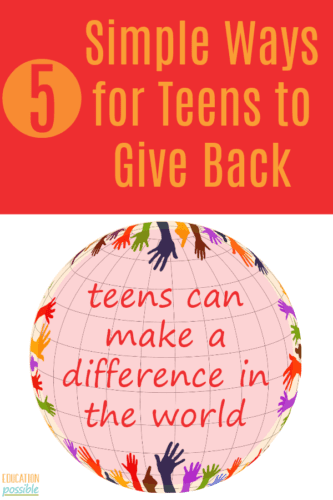 Giving is an important life skill for teens to learn. Most teens can't wait to volunteer. Middle school is the perfect time to teach them that they can make a difference in the world. I've shared a variety of ideas you and your teen can use to give back to your community. Even if they're still not old enough to volunteer in person, there are still many ways that kids can support a cause they believe in. Our favorites are included - are yours? #lifeskills #tweens #teens #giving #educationpossible