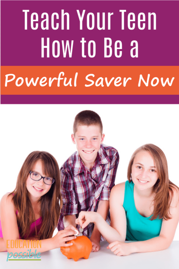 One key part of any personal finance education is learning how to save money. It is an important life skill for teens to understand and the earlier they master it, the more successful they will be financially. Use these ideas to add money lessons to your homeschool. Have fun helping your teen practice this important skill. What are you teaching your middle schooler about saving money? #savingmoney #howtobudget #personalfinance #teens #tweens #middleschool #lifeskills #educationpossible