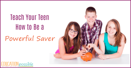 One key part of any personal finance education is learning how to save money. It is an important life skill for teens to grasp and the earlier they master it, the more successful they will be financially. #savingmoney #howtobudget #personalfinance #teens #tweens #middleschool #lifeskills #educationpossible