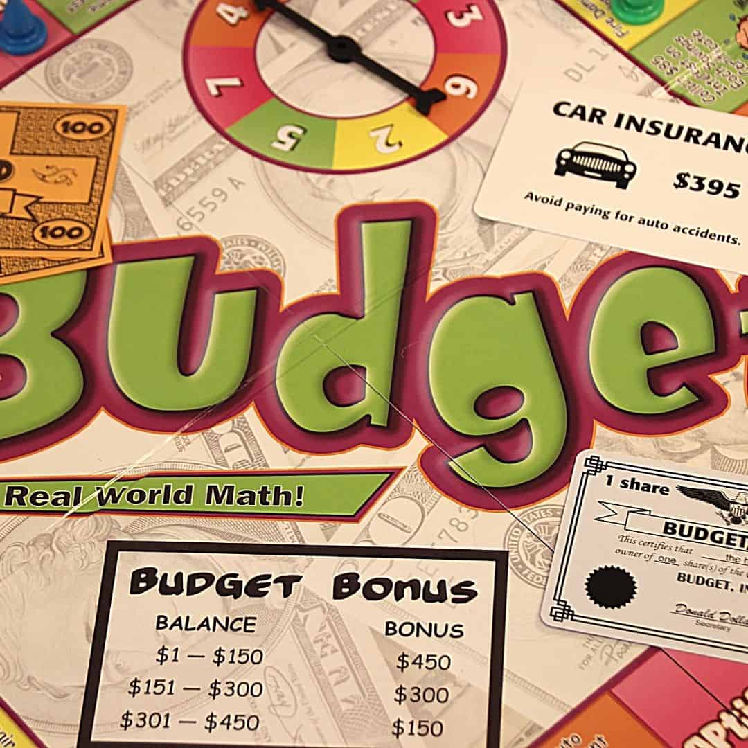 Close up of Budget Money Management Board Game