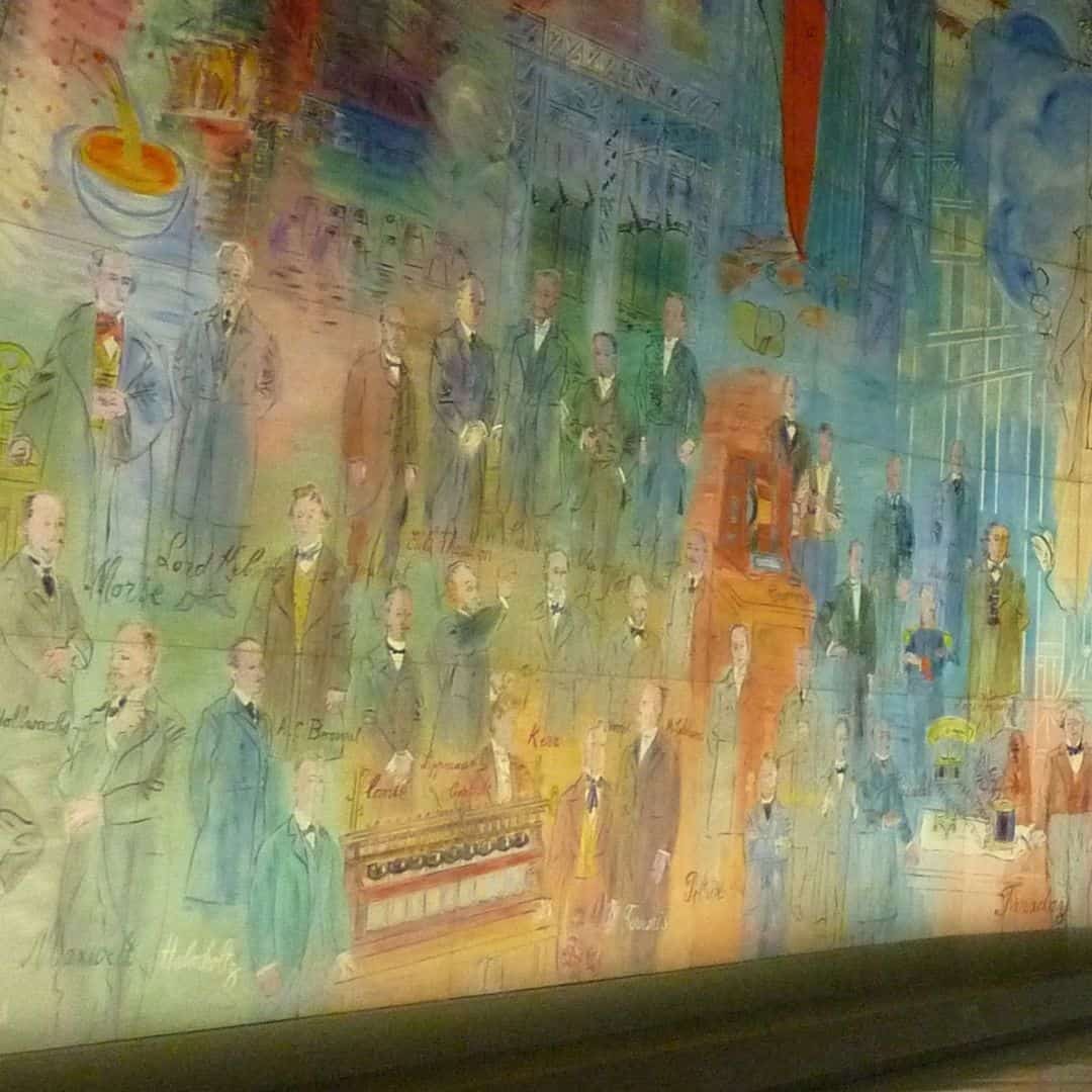 Close up of art mural in an art museum.