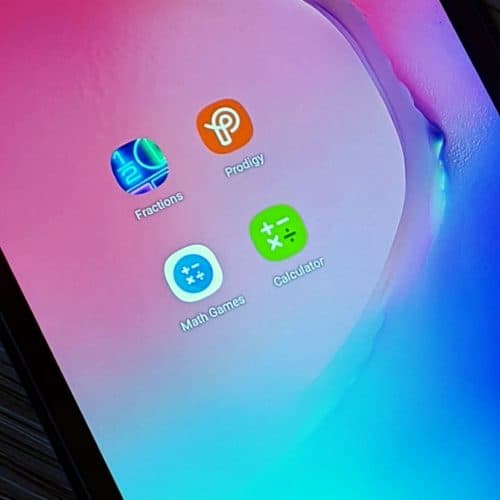 Phone screen highlighting math apps for teens