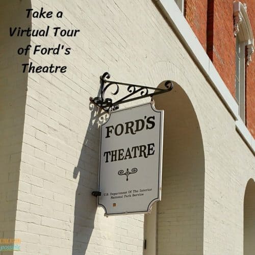 Close up of the sign outside Ford's Theatre in Washington DC.