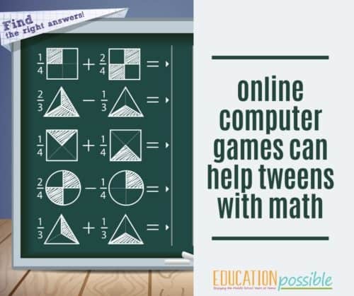 Image of computer math game for kids to master fractions.