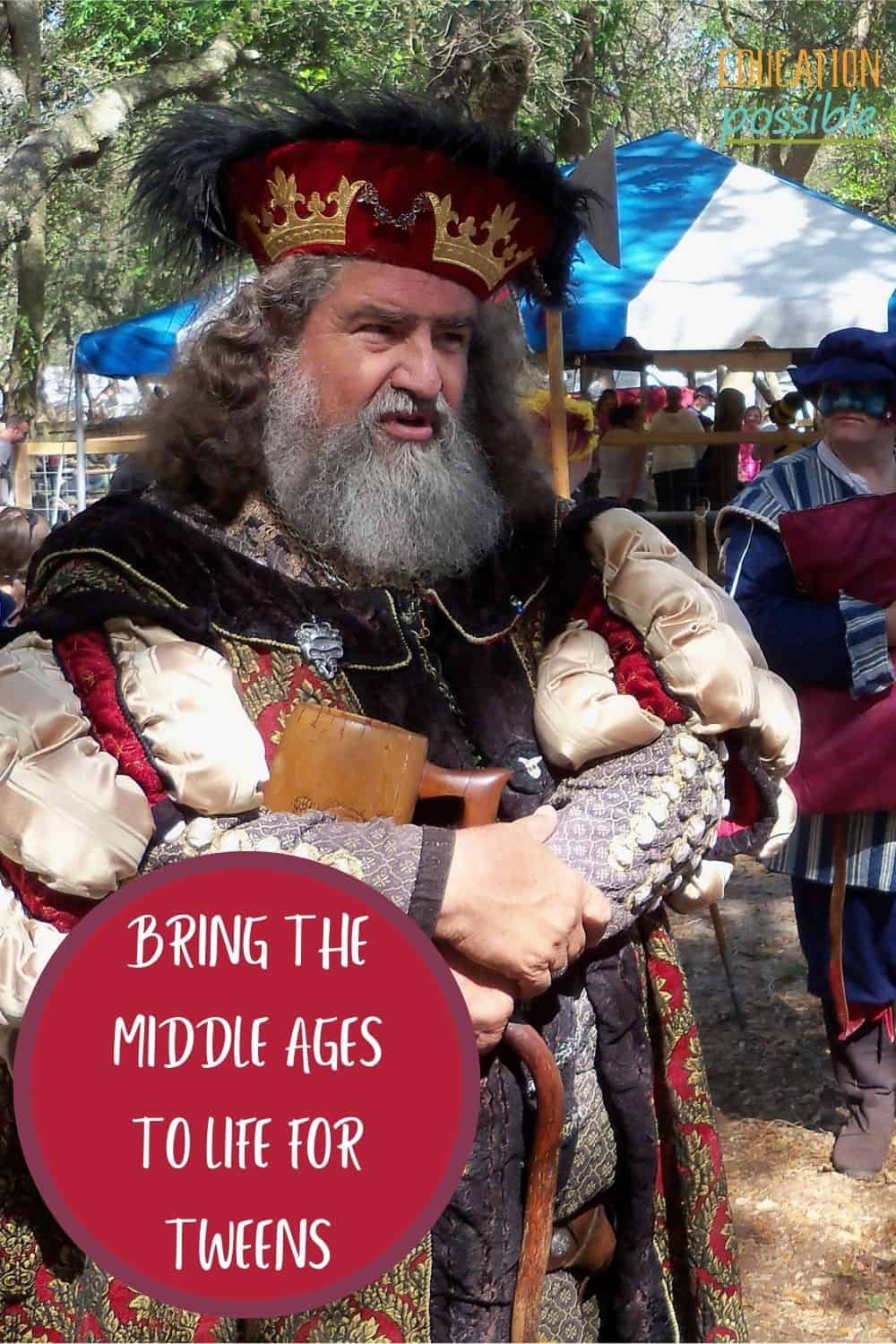 Image of actor at a Renaissance Festival, portraying the King.