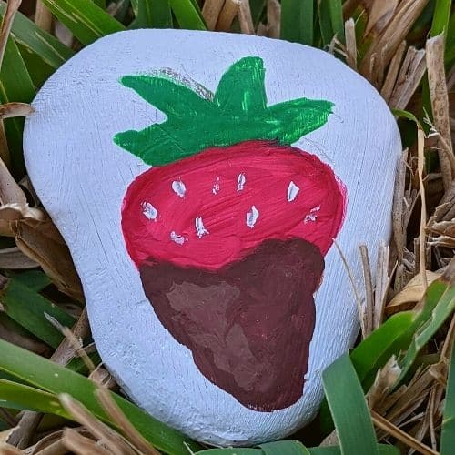 Chocolate covered strawberry painted rock