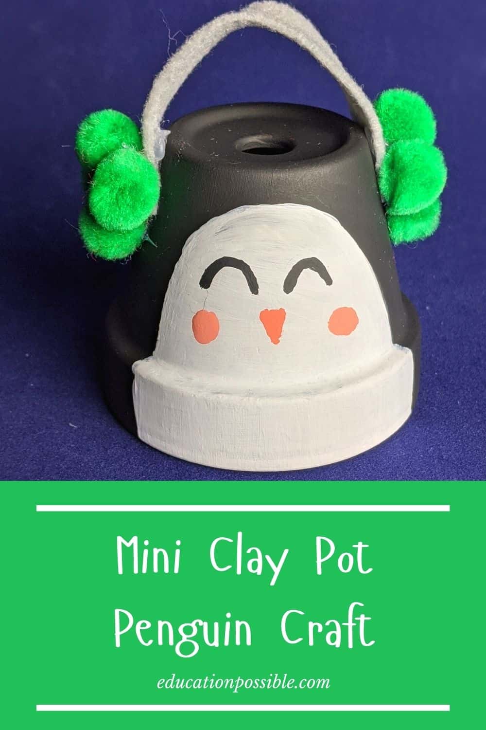 Image of mini clay pot penguin craft