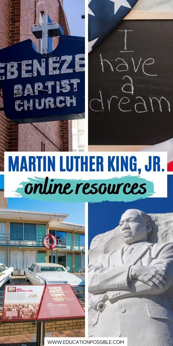 Collage of 4 images for a study on Dr. Martin Luther King, Jr.