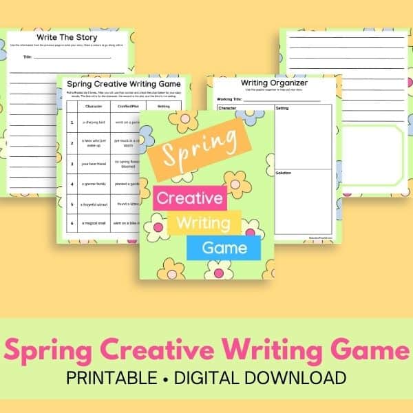 Images of the pages included in this printable writing game for tweens.