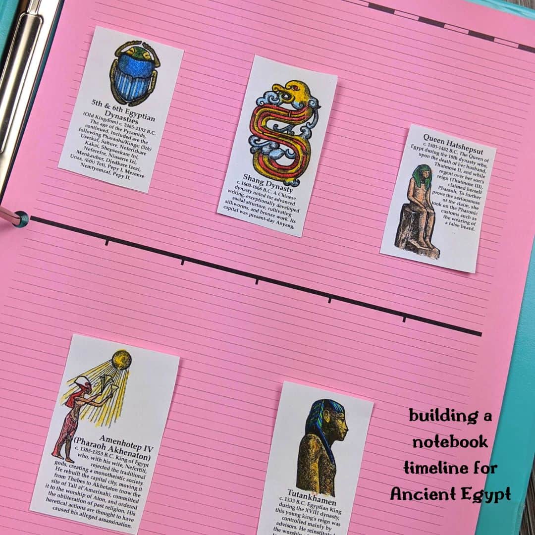 Homeschool timeline for Ancient Egypt in a notebook