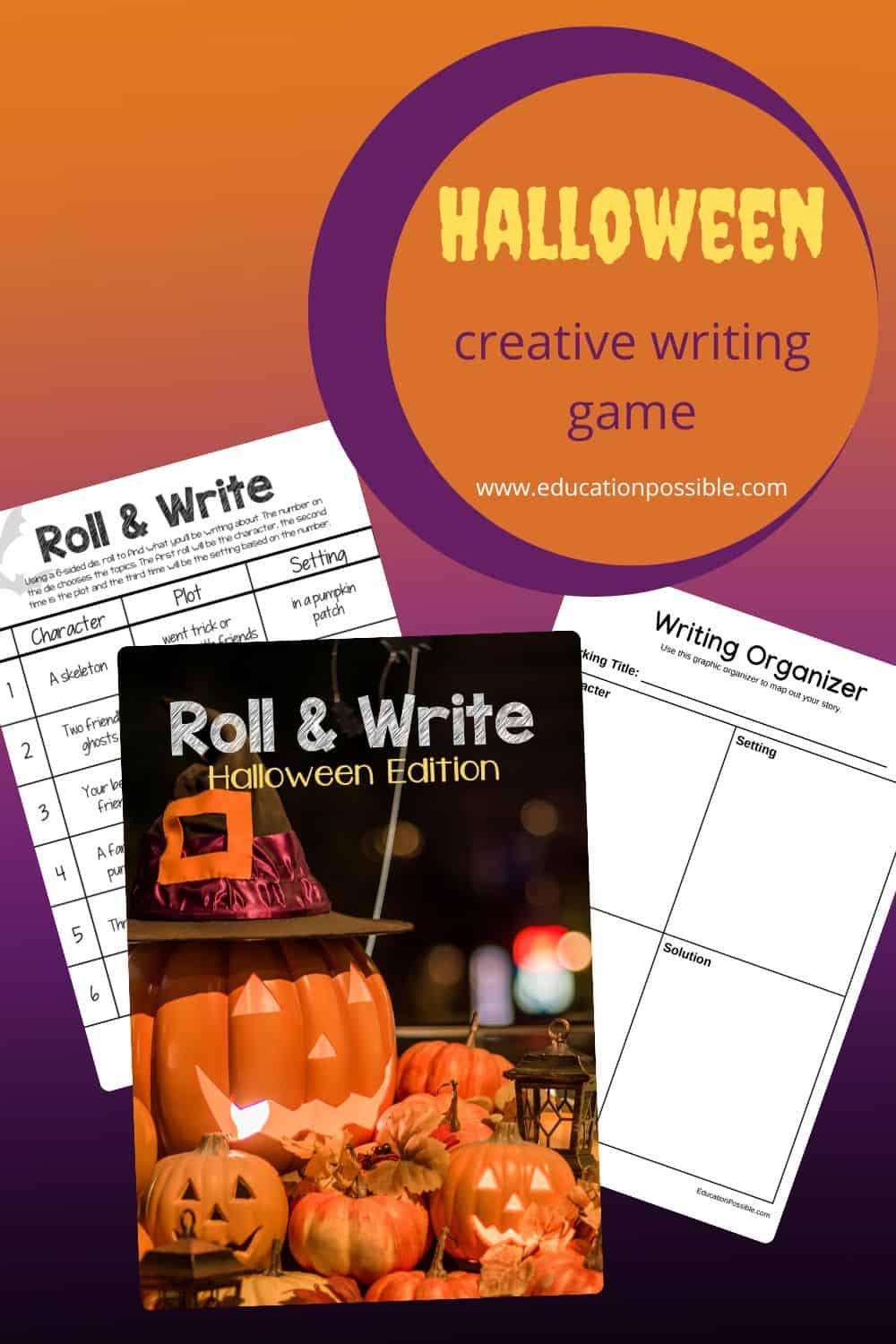 Image of a printable creative writing game for Halloween