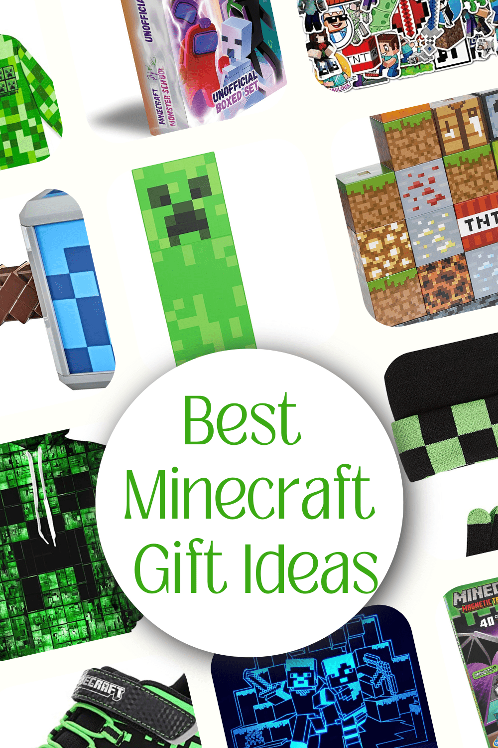 Collage of Minecraft gift items