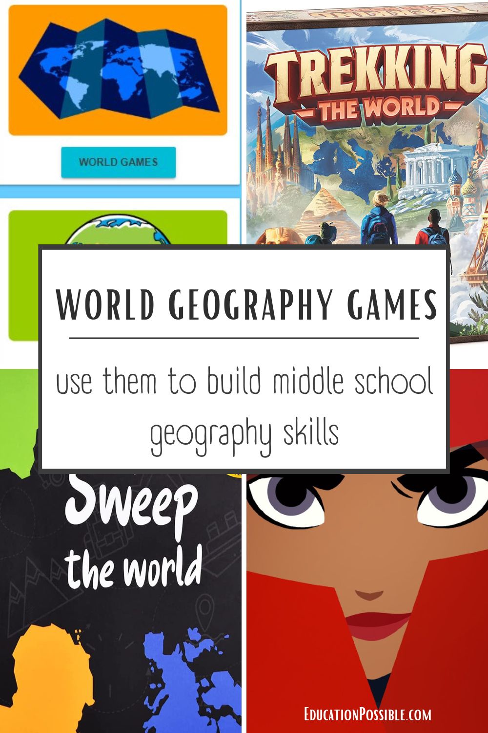 Images of 4 different world geography games.
